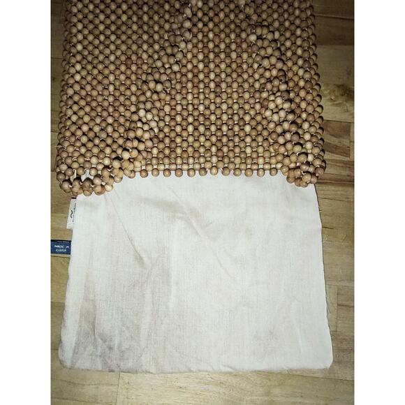 EXP - Brown Wood Round Beaded Purse with Beaded Strap - Picture 5 of 6